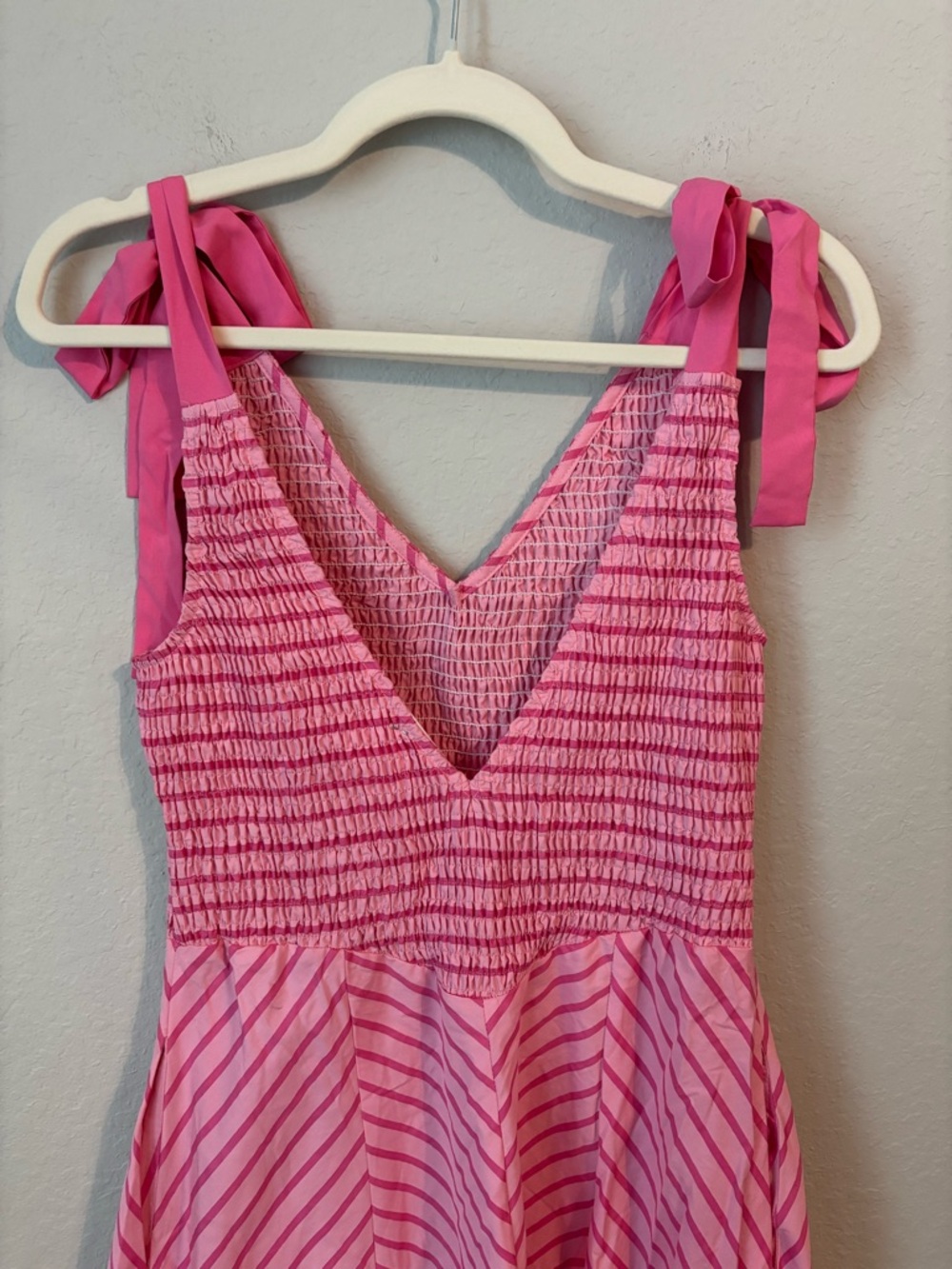 Free People Pink Cecelia Striped Tie-Shoulder Midi Dress - Picture 7 of 8